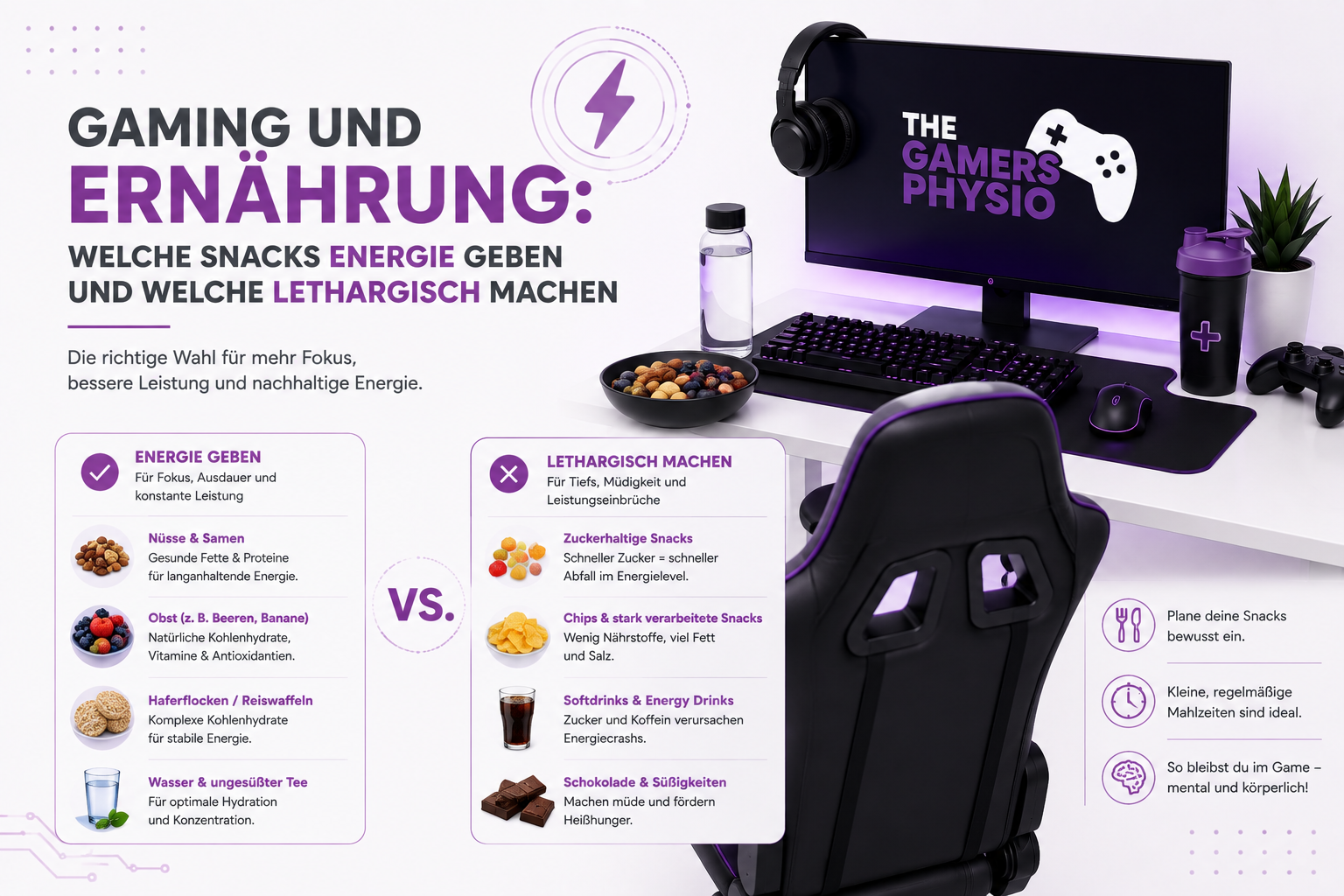 Gaming und Ernährung: Welche Snacks Energie geben und welche lethargisch machen
