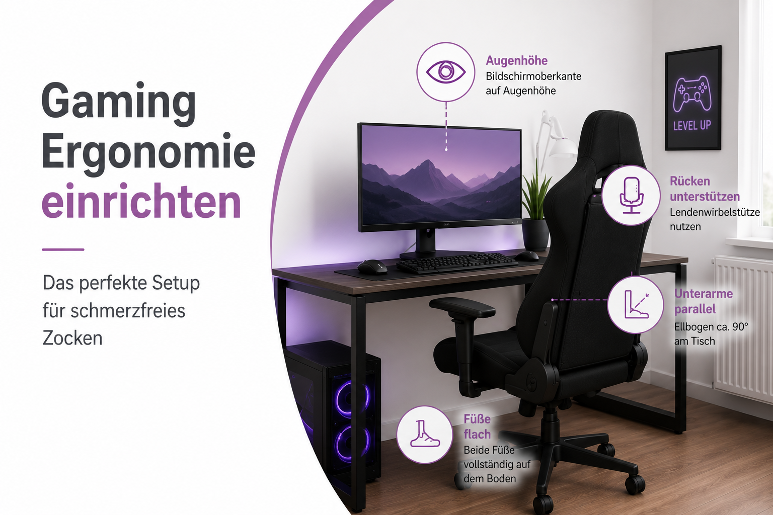 Gaming Ergonomie einrichten — Das perfekte Setup für schmerzfreies Zocken