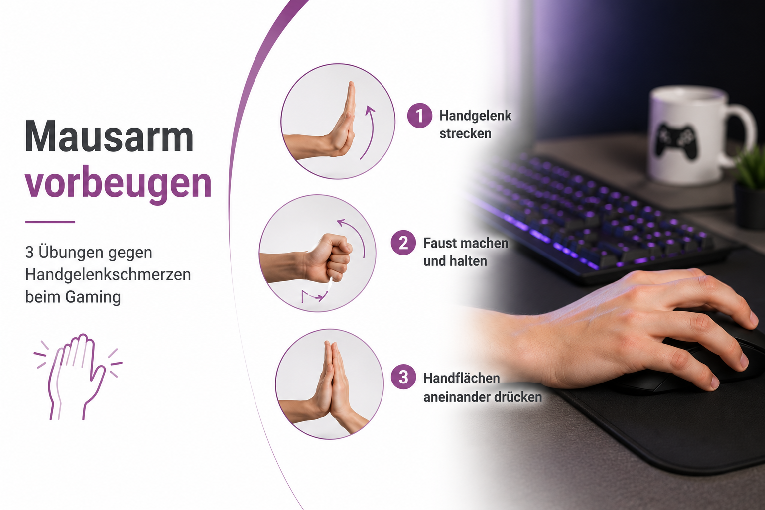 Mausarm vorbeugen — 3 Übungen gegen Handgelenkschmerzen beim Gaming