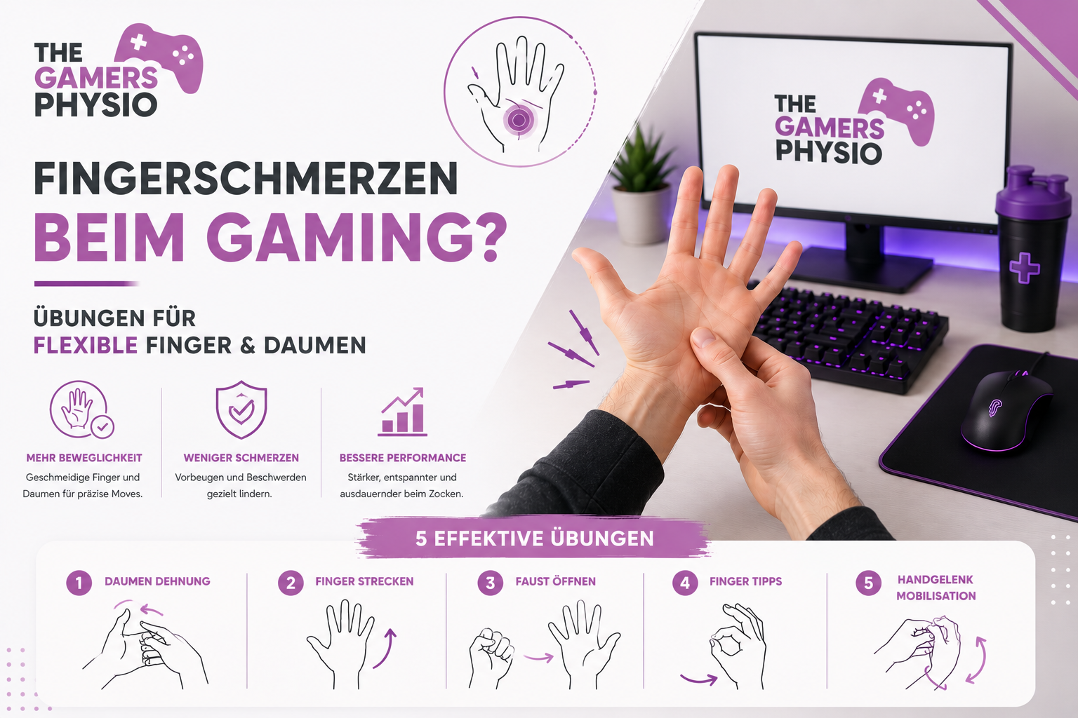 Fingerschmerzen beim Gaming: Übungen für flexible Finger & Daumen