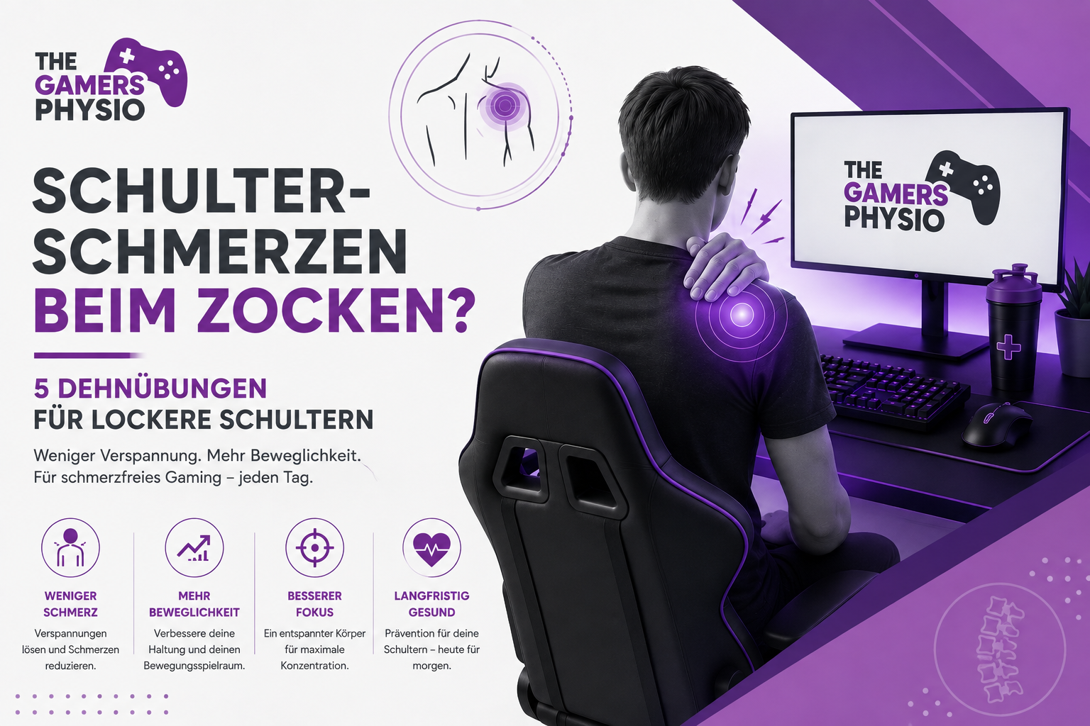 Schulterschmerzen beim Zocken? 5 Dehnübungen für lockere Schultern